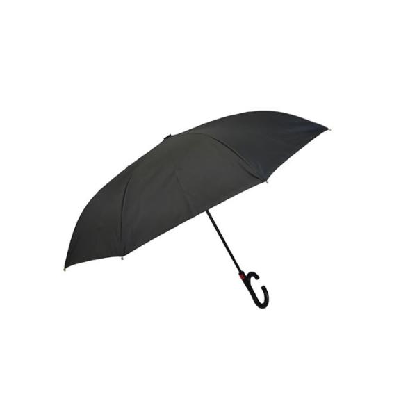 8 Panel Pongee 190T Windproof Inverted Umbrella For Car Handle Fiberglass Ribs Frame