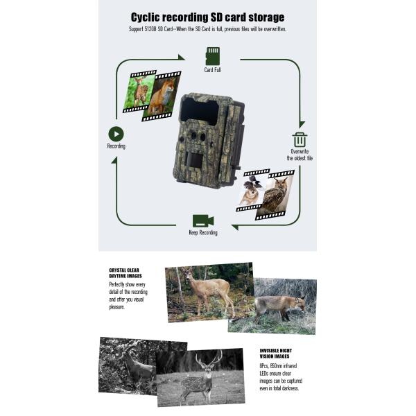 Infrared Hunting Camera 30MP1080P Dual-lens Game Cameras for Outdoor Wildlife Trap Waterproof 940nm IR Camera
