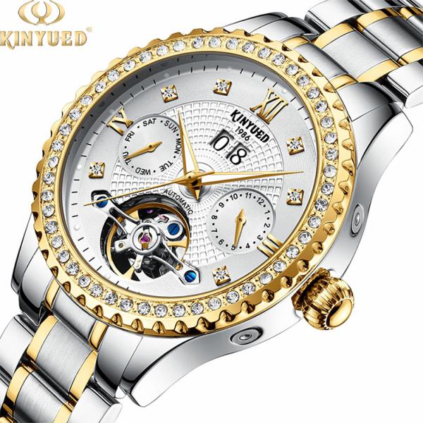 Quality Diamond Case Luxury Mechanical Watches Calendar Date Display for sale