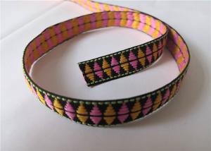 China 1.5cm Custom Jacquard Ribbon / Polyester Jacquard Webbing Flat Machine Knitting on sale