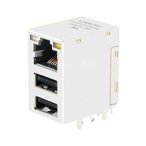 China RU1-161A9WGF Compatible LINK-PP LPJU5202BONL 1000 Base-T RJ45 Magjack With Dual USB Orange&amp;Green/Yellow LED wholesale