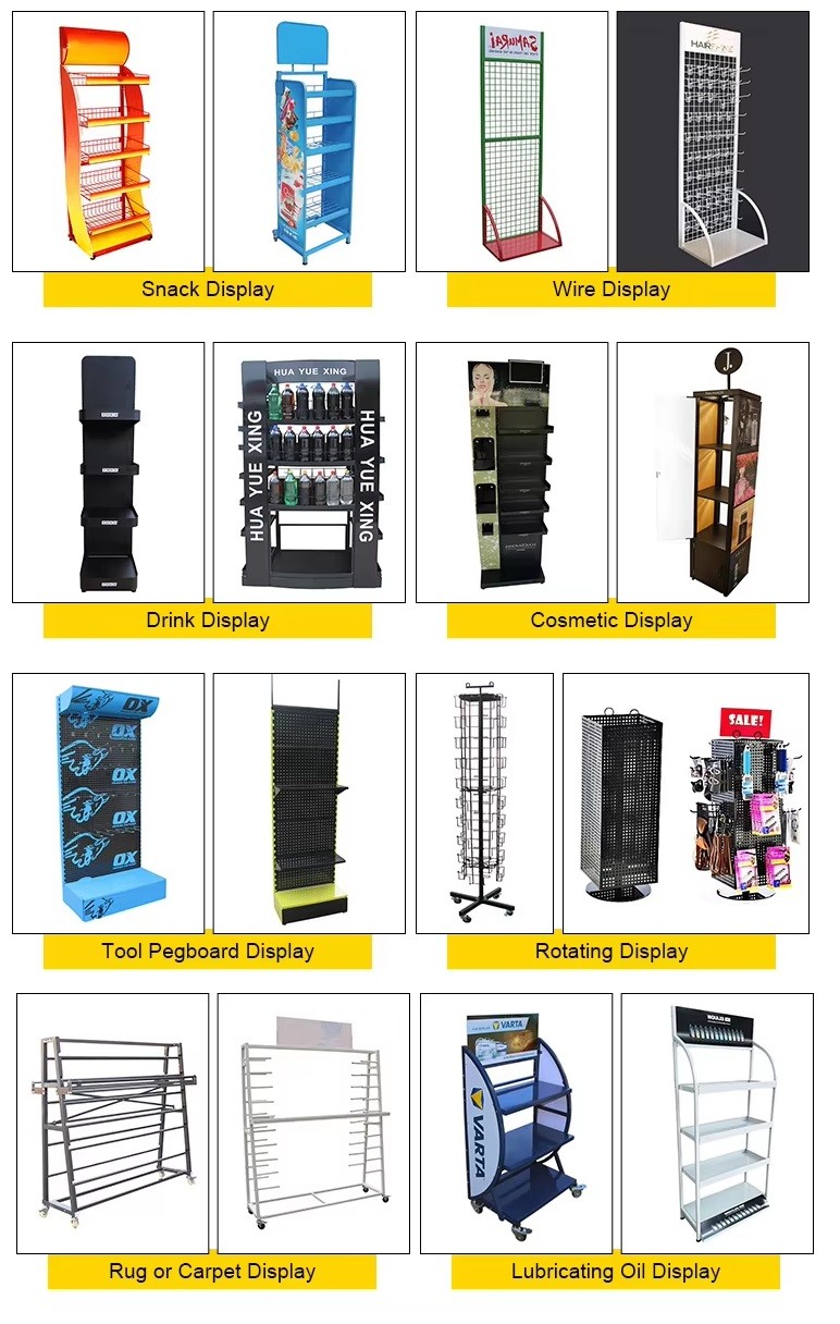 Free Standing Metal Wire Display Racks Heavy Dudy 4 Shelf Pop Display Rack