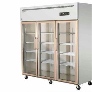 China Three door glass door stainless steel refrigerated fresh-keeping frozen food meat ice cream display vertical freezer wholesale