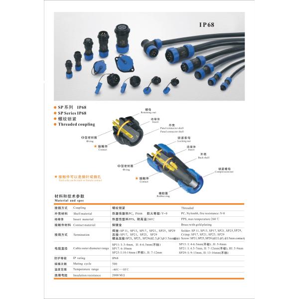 6 Pin Aviation Connector IP68 Waterproof Panel Connector Male Female Plug Cable Connector