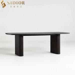 China Northern Rectangular Birch Plywood Dining Table Black 220cm Length wholesale