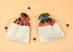 Wooden Bead Drawstring Splicing Recyclable Canvas Drawstring Bag