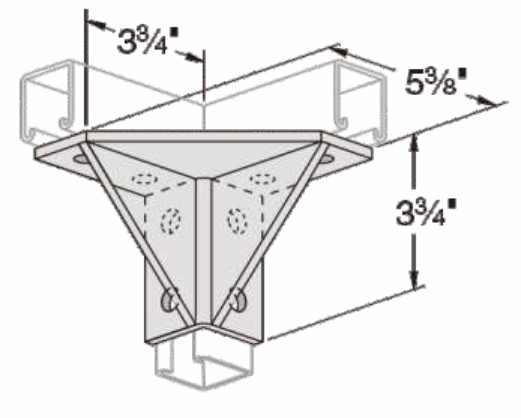 Hot Dipped Galvanised Steel Strut Wing Fittings Double Corner Bracket Support 8 Hole