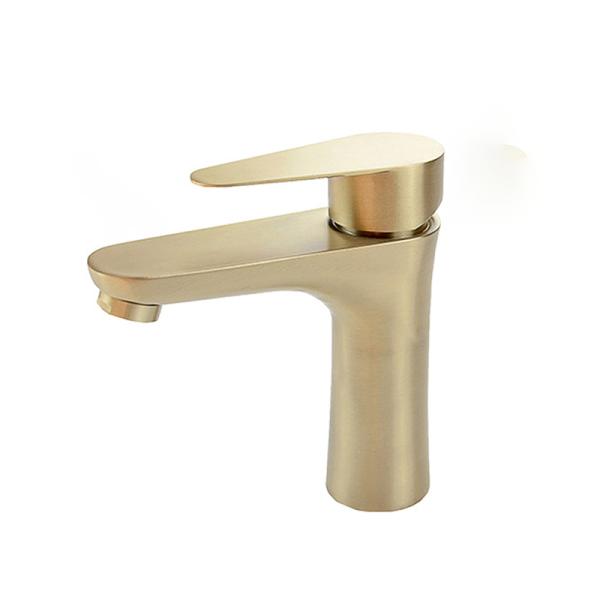 SUS304 Stainless Steel Single Hole Single Handle Basin Mixer in Matte Black Chrome SN Gold