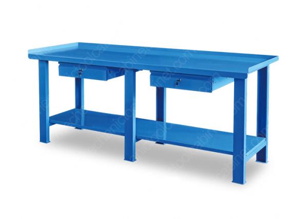 Quality Extra Storage Metal Work Table , Garage Tool Bench Cold Rolled Steel 2 Meter 2 Drawer for sale