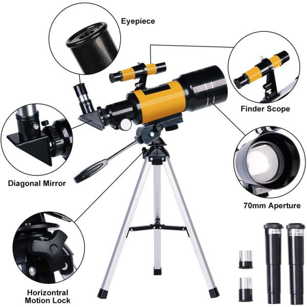 30070 Yellow Astronomical Refractor Telescope For Stargazing Exploring Nature