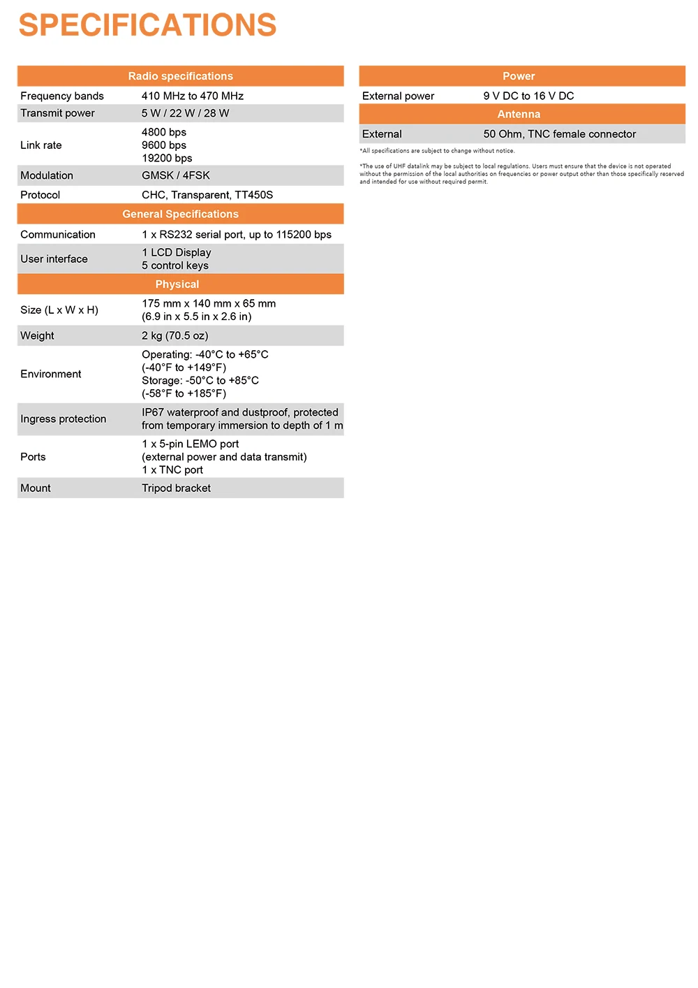 CHCNAV GNSS RTK Receiver GPS External Radio DL8 Datalink for Radio Protocols