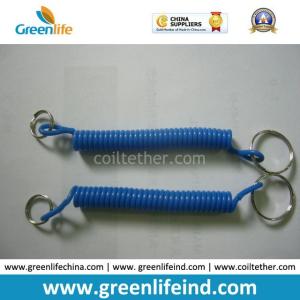 China Simple Design Blue Spring String Coiled Key Chain Lanyard Holder wholesale