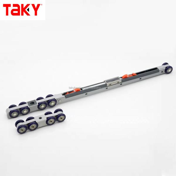 Iron Nylon Furniture Wardrobe Door Hanging Track Double Single Soft Closing 8 Wheel Sliding Door Pulley Damper Rollers
