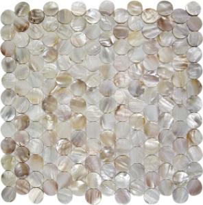 Round Mother Of Pearl Bathroom Tiles Fresh Water Seashell Decor 2mm Thickness