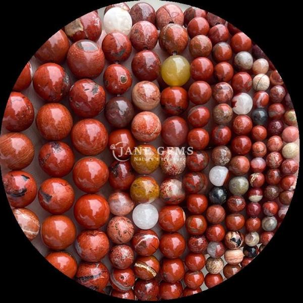 Round Gemstone with Polished Technique Red Jasper Blue Sandstone Crystal Healing Stone Loose Round Bead Strands Exquisite and Durable Jewelry
