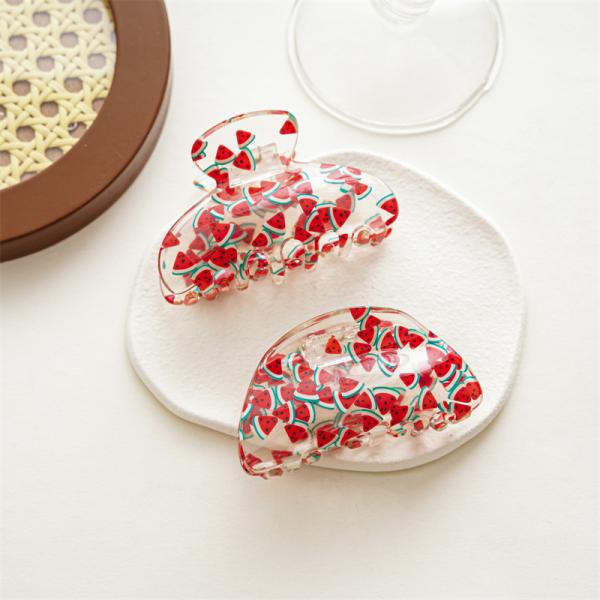 Acrylic clip transparent fruit flower series hair clip women's hairpin shark clip hair card ornaments