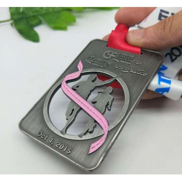 PVD Plating Zinc Alloy Painting Marathon Medals Grey Hollow Out