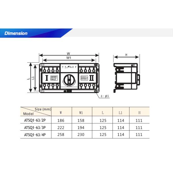 4 Poles 63A smart Dual Power Automatic changeover switch for basic switching Function