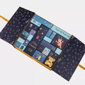China 24 Days Countdown Christmas Box Calendar Packaging With Ribbon Closure wholesale