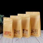 Square Bottom 140mico Biodegradable Kraft Pouch Bag With Window