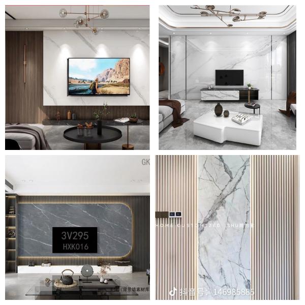 Entertainment Glossy Solid Board Bamboo Charcoal Board Veneer Marble Fiber Wall Panel