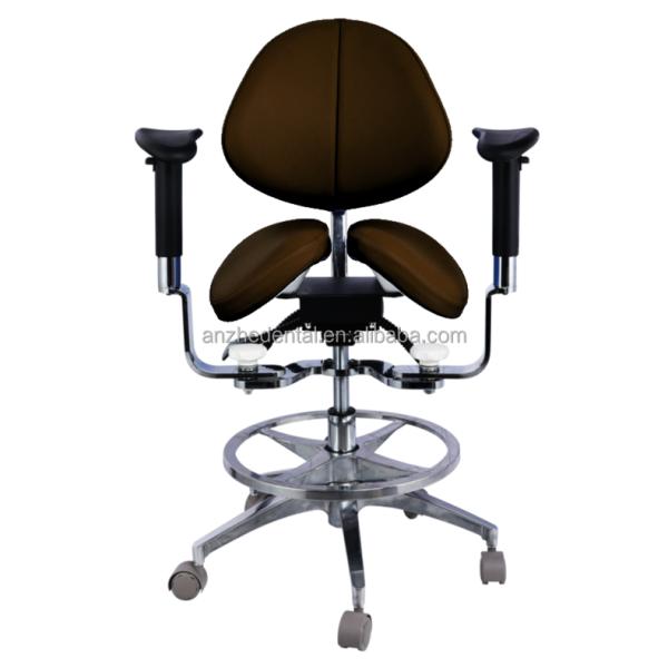 Ergonomic Split Saddle Seat Dentist Stool Luxury Micro Fiber Leather Dental Swivel Saddle Chair