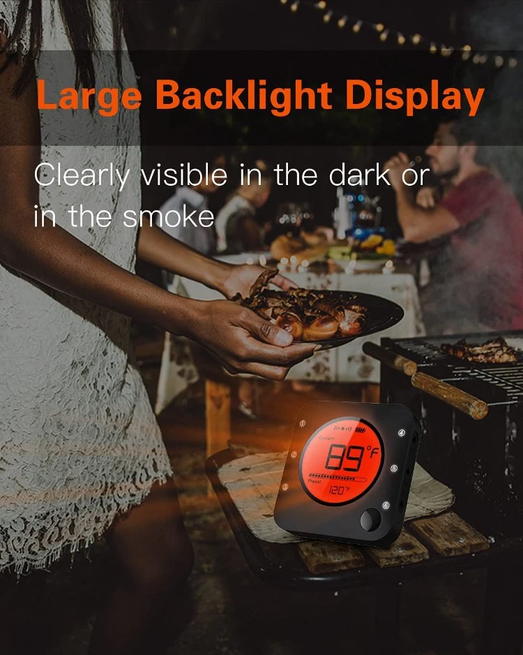 6 Meat Probe Wireless Meat Thermometer Cooking Food Meat Thermometer Wireless for Smoker BBQ Grill Thermometer