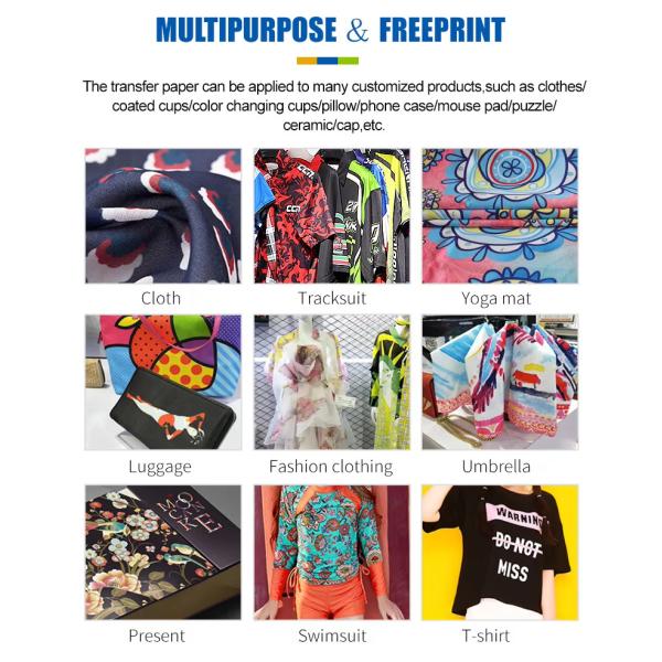 71 Inch Sublimation Printing Material Paper For Stretchable Fabric 100GSM