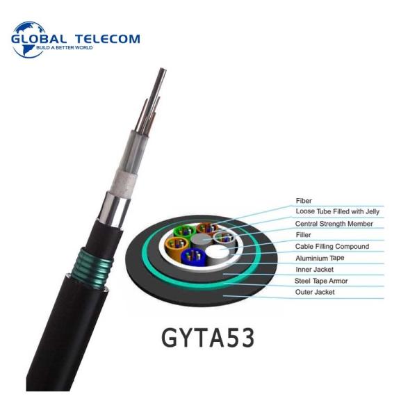 Quality Underground G652D Single Mode Outdoor Fiber Cable Double Jacket Armored PE Sheath for sale