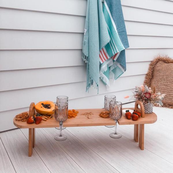 MB-HW090 Bamboo Table Large Folding Portable Tray for Outdoor Snacks Cheese Anywhere