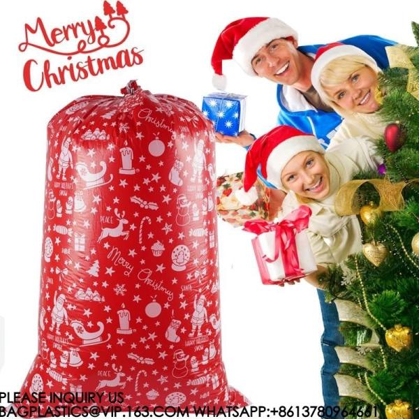 Sets Large Christmas Gift Plastic Bag 36"X60" Jumbo Gift Wrapping For Xmas Presents Oversized Party Favor