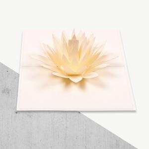China Offset Printing 3D Pop Up Greeting Card White Water Lily Shape CE ROHS FCC Certificates wholesale