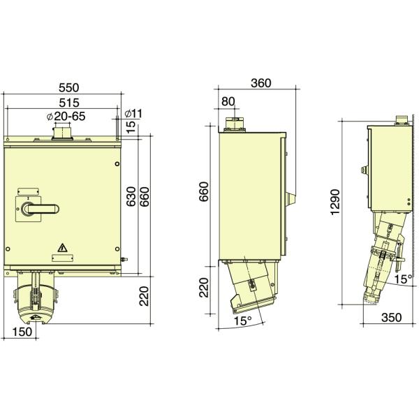 PowerSyntax 4P 630 Amp 400V IP67 Heavy Duty High Current Interlocked & Switched Wall Mounted Receptacle DUO Part No. 75147