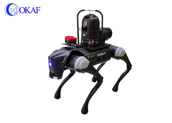 Quality OKAF Airport subway high speed rail biomimentic quadruped robot dog AI face recognition patrol security robot dog for sale