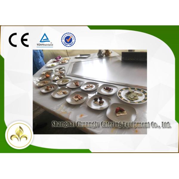 Bridge Shape Japanese Teppanyaki Grill , LPG / Pipeline Natural Gas Hibachi Grill Table
