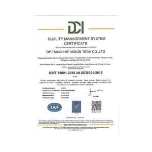 OPT Machine Vision Tech Co., Ltd. Certifications