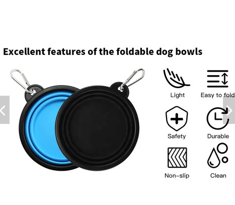 No Spill Foldable Plastic Pet Food Bowls Travel Raised Insulated Portable Dog Bowls