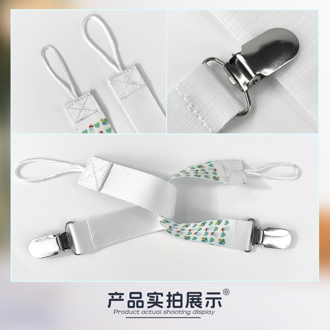 Personalized Printable Logo Polyester Ribbon Blank Baby Pacifier Clips For Sublimation Pacifier Clip