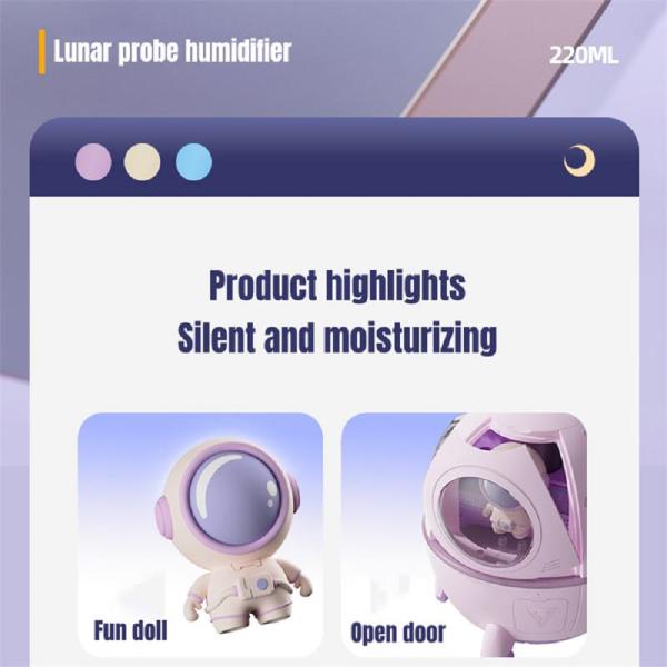 Wholesale Cute Design Space Capsule Humidifier USB Rechargeable Mini Portable Ultrasonic Air Humidifier With Led Light