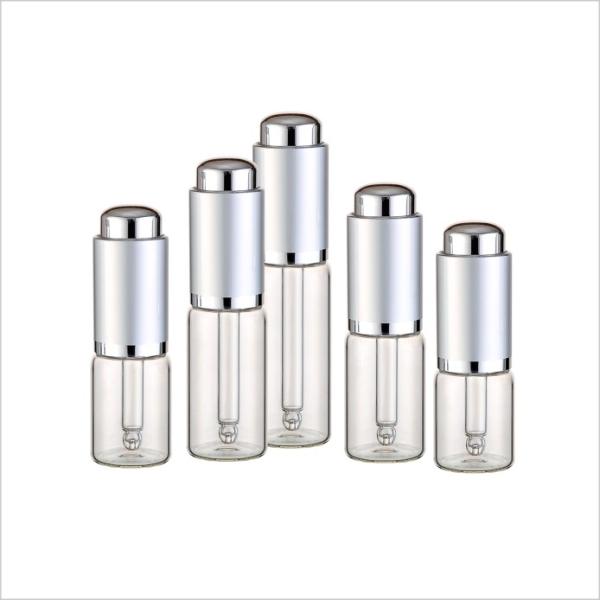 7ml 8ml 10ml 12ml 15ml Cosmetic Glass Bottle Silver Press Dropper Cap