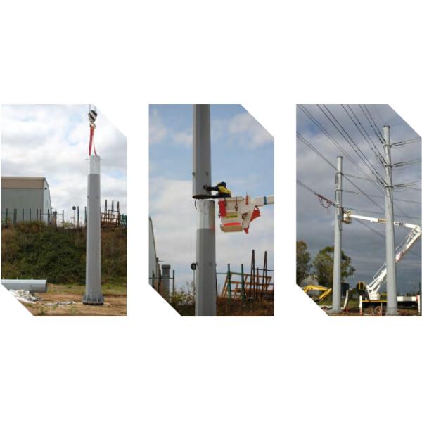 15M Octagonal Electric Insulators Distribution Poles For 132KV Electrical Power