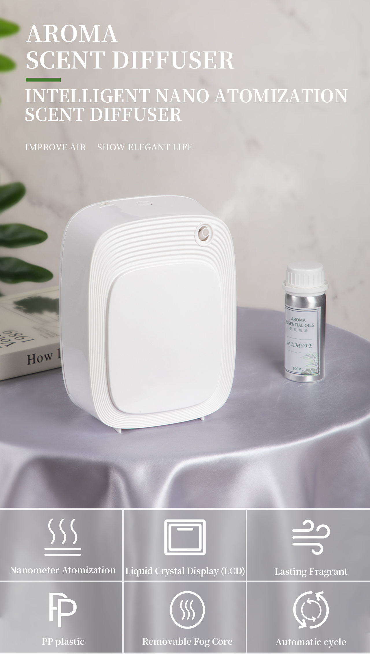 HOMEFISH Twin Fluid Atomization Home Fragrance Diffuser 500-1000CBM