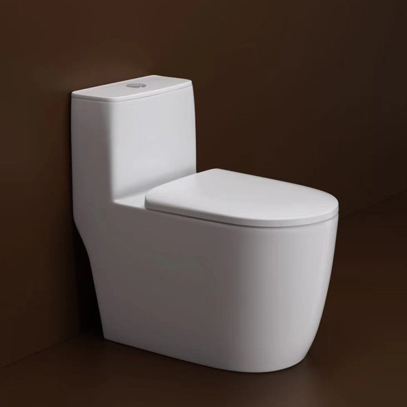 One Piece Toilet for Bathrooms Elongated Power Flush Quiet Soft Close Seat Easy Clean Ceramic Round Shape Toilet