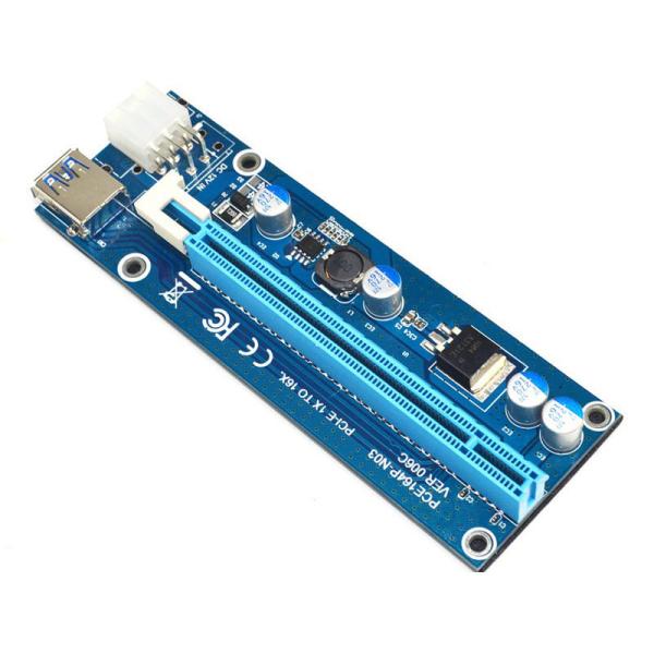 PCI-E VER006S PCI-E 1x to 16x Riser Card Adapter With USB Extender Express Adapter USB 3.0 ST 6Pin Power Supply Cable