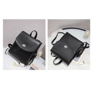 China 21cm 24cm Black Leather Rucksack ODM Convertible Bucket Bag Backpack wholesale