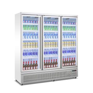 China Triple Glass Door Display Freezer Cooler Drink Milk Beverage Refrigerated Showcase With Fan Cooling on sale