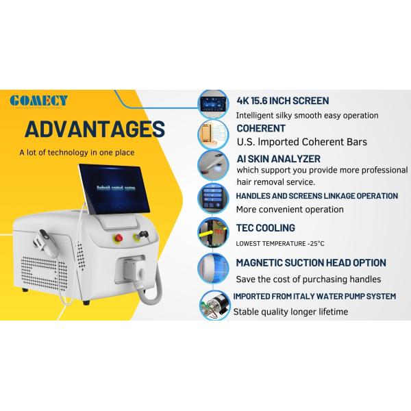 AI Skin Analyzer Skin Rejuvenation Hair Removal 4 Wavelength Diode Laser 755 808 940 1064nm Ice Diode Laser Hair Removal Machine