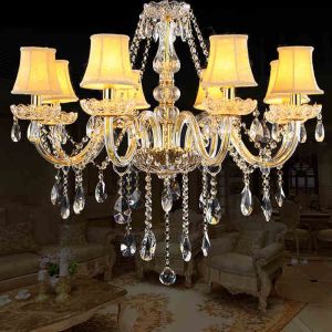 Gold candelabra crystal chandelier with lamp shades (WH-CY-36)
