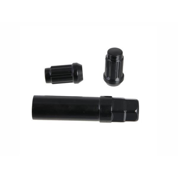 Black Long Spline Atv Lug Nuts 19 Mm Hex Heat Treated Cold Forged Steel