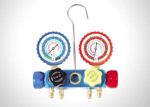 China Aluminum Refrigerant Pressure Gauge , Dual Air Conditioning Hvac Gauge Set on sale